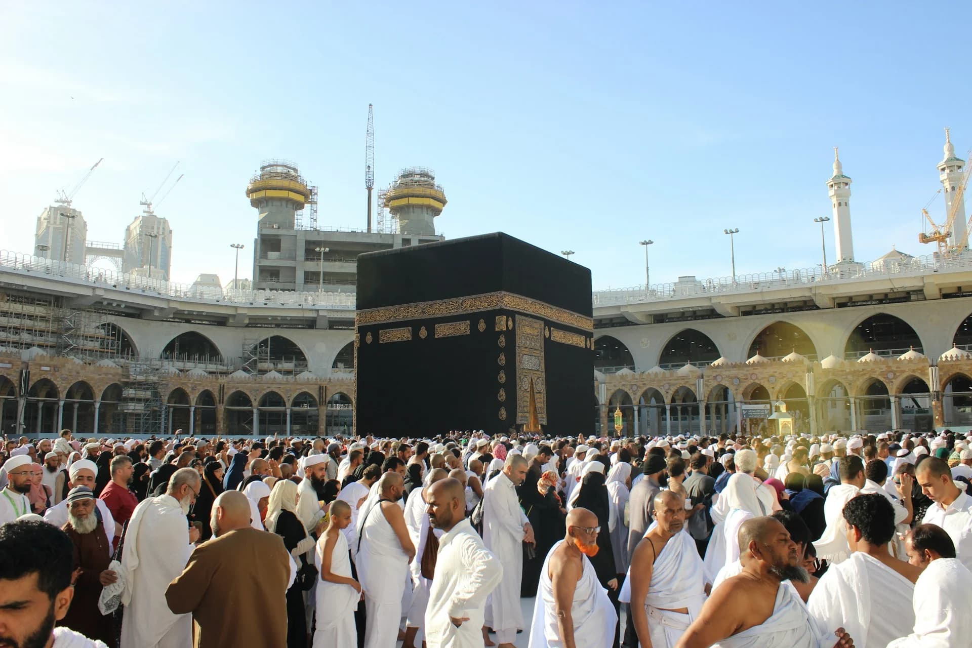 Muslim pilgrims performing Hajj around the Kaaba in Makkah
